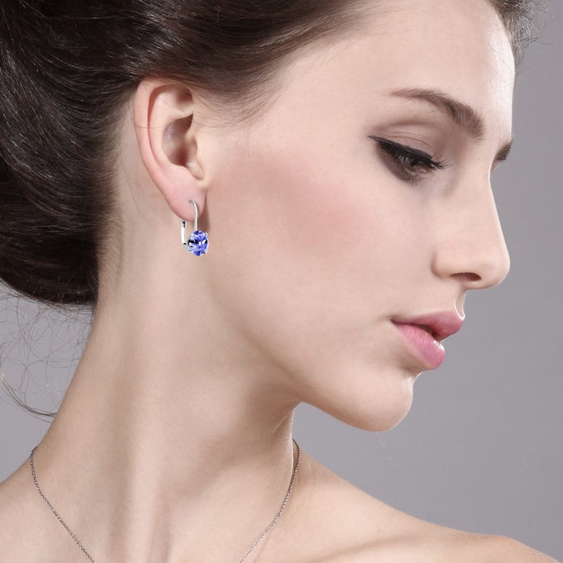Gem Stone King Oval Leverback Earrings for Women | 925 Sterling Silver | 7X5MM Oval Gemstone Birthstone | Fine Jewelry for Her Mom Wife - Image 4